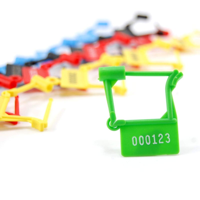 LeadSeals Plastic Security Padlock Seals Numbered Tamper Proof Disposable Self-Locking Plastic Medical Tags (Pack of 100 PCS) (Green) - Image 2